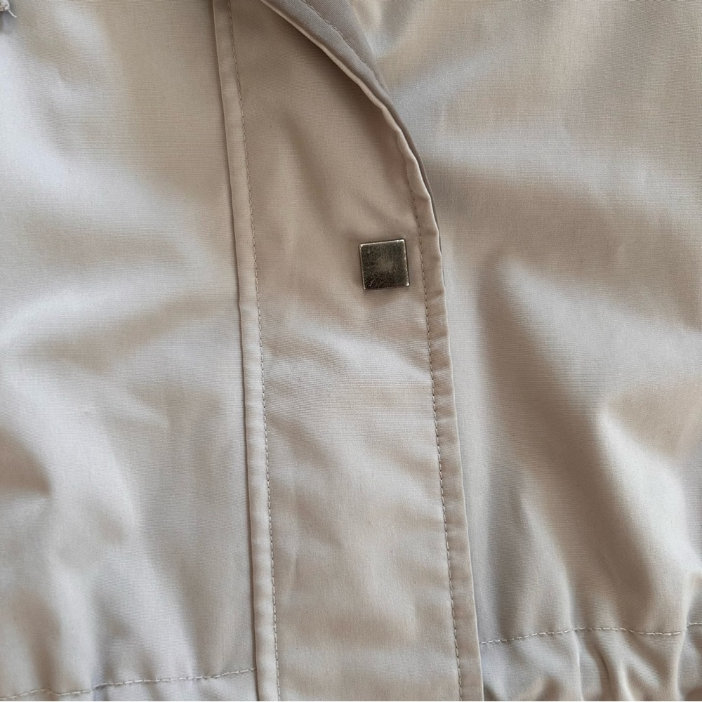 Vintage Y2K Liz Claiborne Beige Jacket Coat Detachable Hood Size Large - Picture 7 of 16